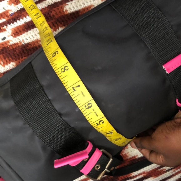 Y2K Goth Grunge Black Pink Carryon Duffle Hand Bag Purse Work Gym School Buckles - Picture 5 of 7